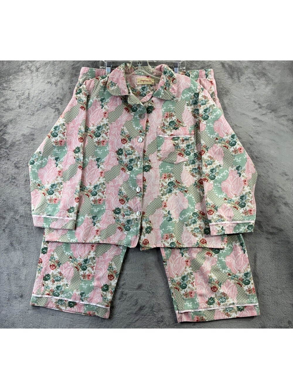 Papinelle Pajama Lounge Set English Rose Cotton Large Comfort Cottagecore Sasha